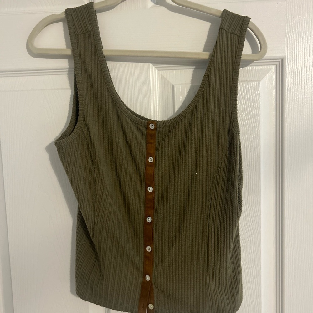 Olive Button-Down Tank Top